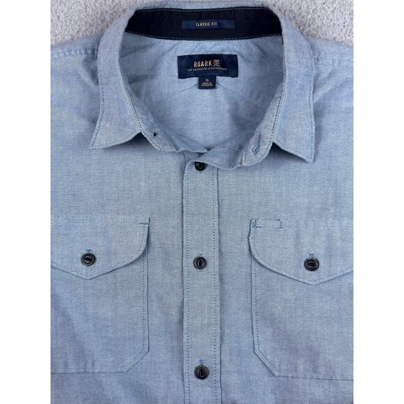 Roark Well Worn Blue Long Sleeve Classic Fit Men's Medium Oxford Button Up Shirt - Picture 2 of 7